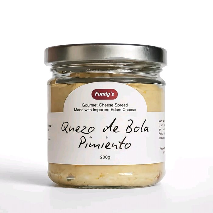 Jar of Fundy's Quezo de Bola Pimiento Spread, 200g gourmet cheese palaman